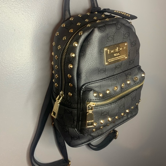 BEBE black and gold studded mini backpack - Picture 3 of 4